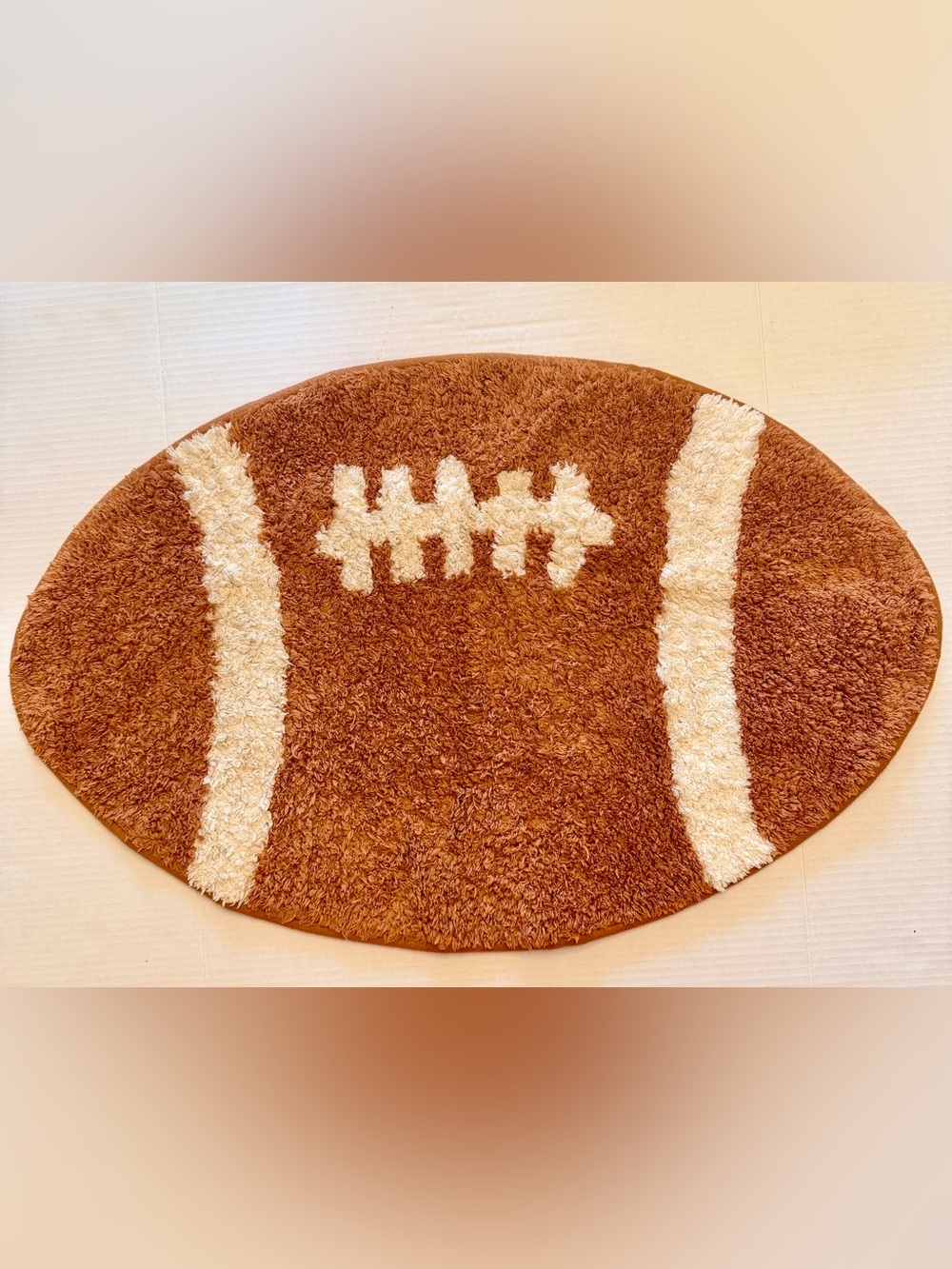 Huntington Home Brown‎ and Cream Plush Football Accent Rug